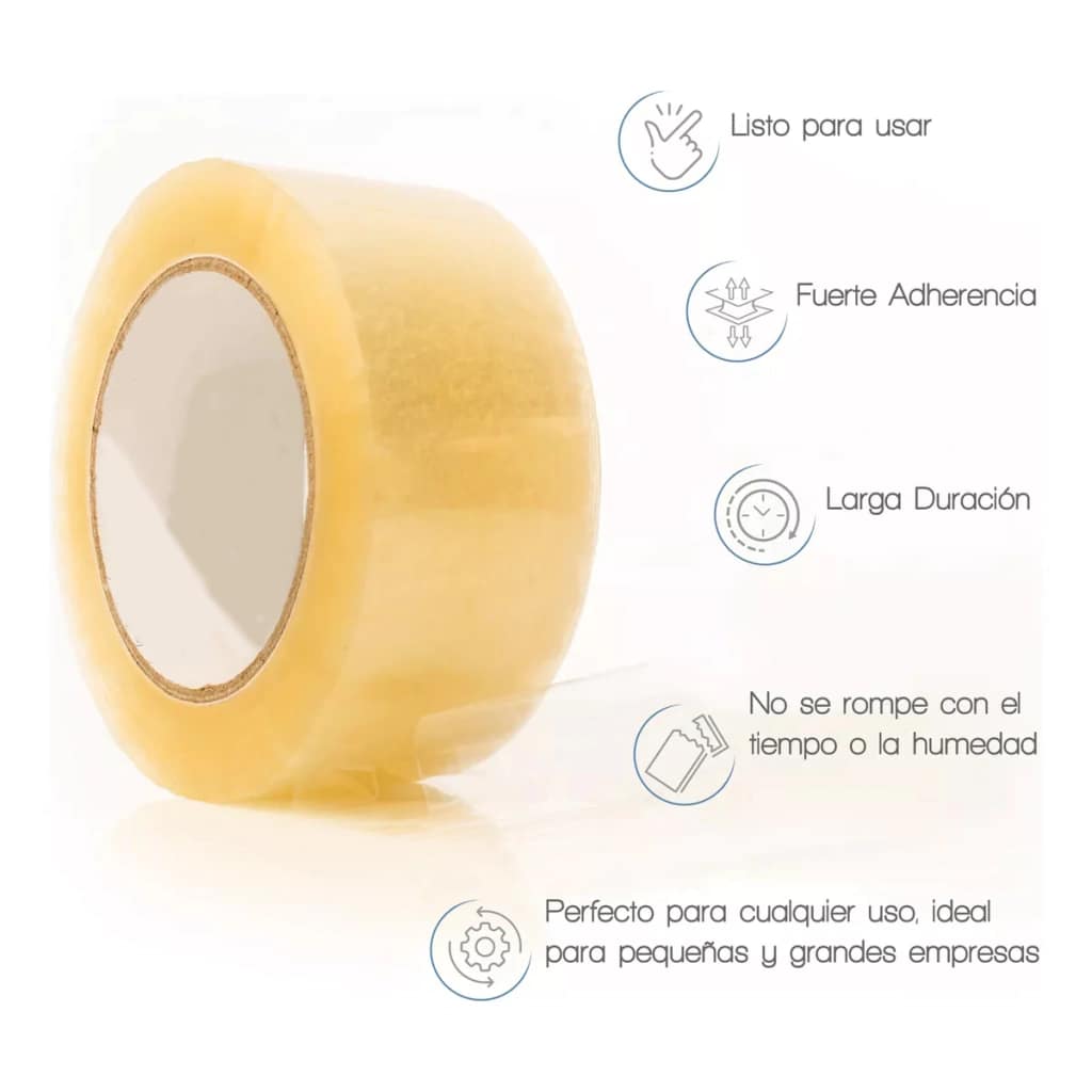 Cinta adhesiva transparente Packatelas 350 metros x 48mm centro 3 para sellado de cajas CINTA350MT - Imagen 4