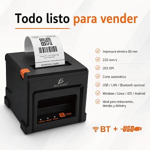 Impresora Térmica POS 80mm USB, LAN y Bluetooth