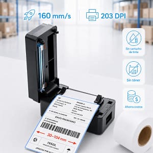 Impresora Térmica de Etiquetas Bluetooth y USB 110 mm 203 DPI