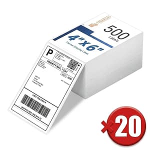ETIQUETA TERMICA DIRECTA 10X15CMS ADHESIVA ABANICO 20 PQTS.